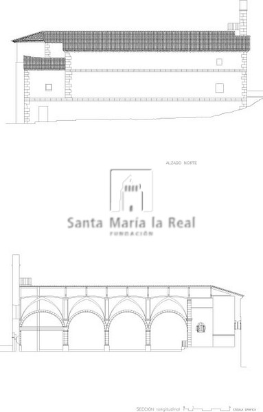 Alzado norte y Sección Longitudinal