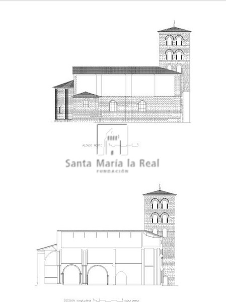 Alzado norte y Sección longitudinal