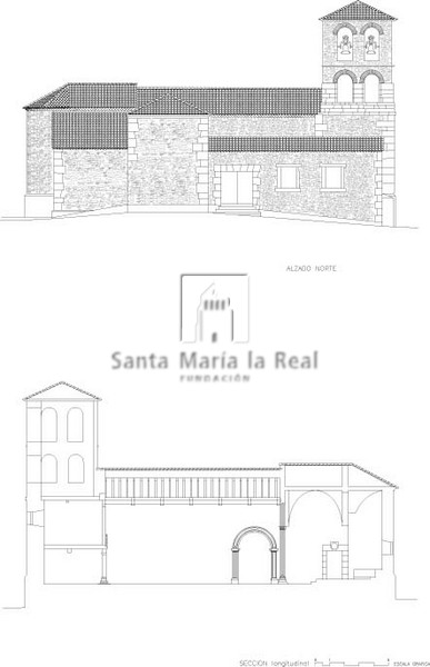 Alzado norte y Sección longitudinal