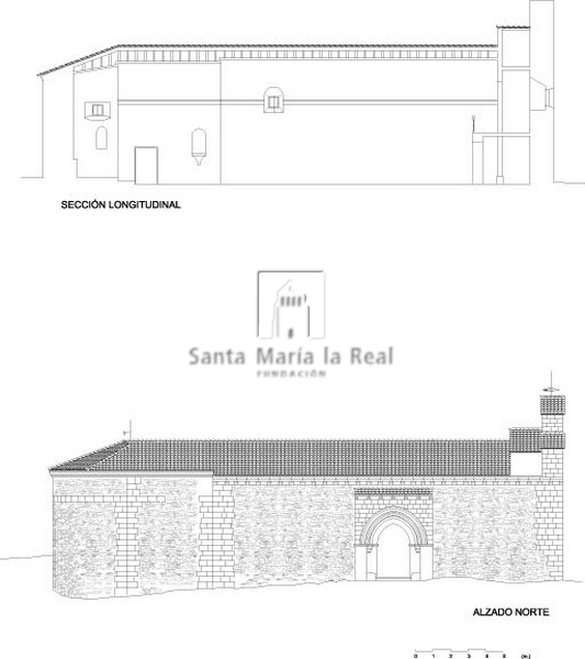 Sección longitudinal y Alzado norte