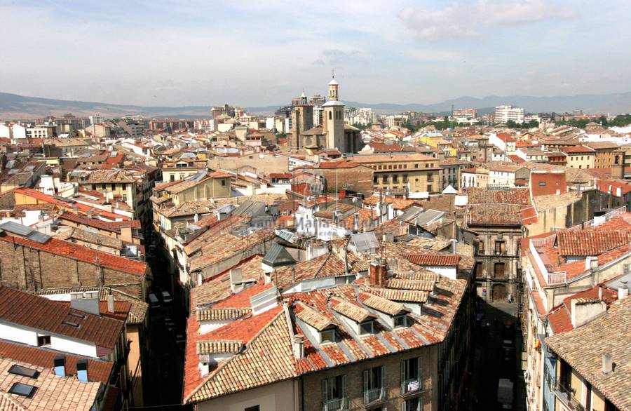 Vista de Pamplona con la catedral al fondo