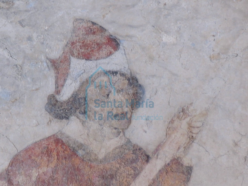 Detalle de los restos de pintura en la cabecera de la capilla