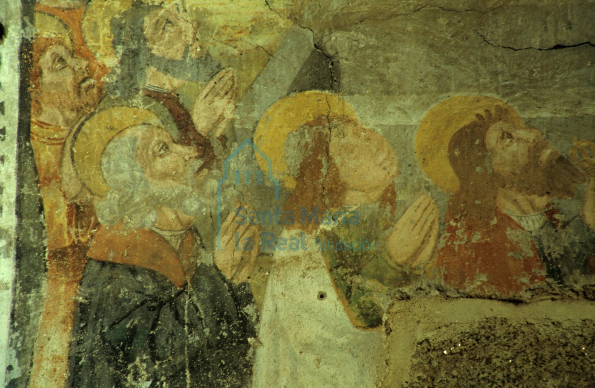 Detalle de las pinturas murales del paño sur junto al arco triunfal