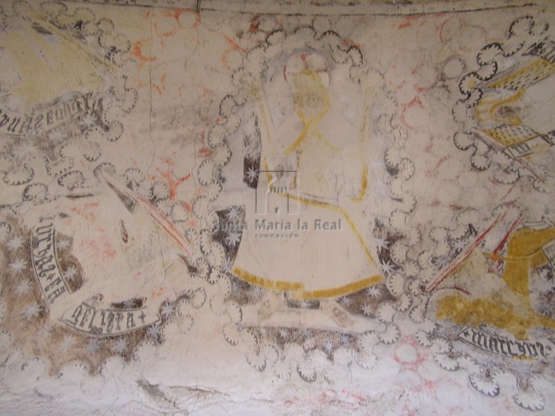 Restos de pinturas murales en la bóveda del horno del ábside